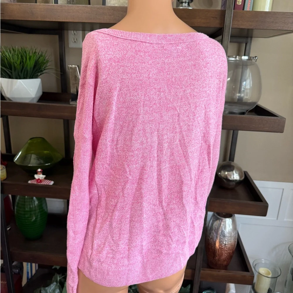 American Eagle Outfitters Pink Knit Pullover small long sleeve white fleck light - Picture 2 of 8